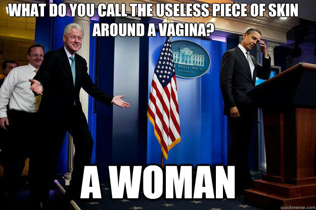 What do you call the useless piece of skin around a vagina? a woman - What do you call the useless piece of skin around a vagina? a woman  Misc