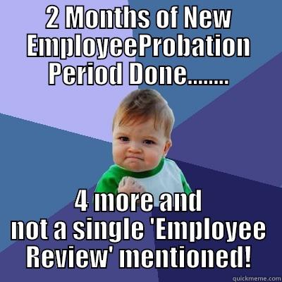 2 MONTHS OF NEW EMPLOYEEPROBATION PERIOD DONE........ 4 MORE AND NOT A SINGLE 'EMPLOYEE REVIEW' MENTIONED! Success Kid