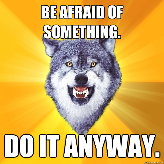 Be afraid of something. Do it anyway.  Courage Wolf