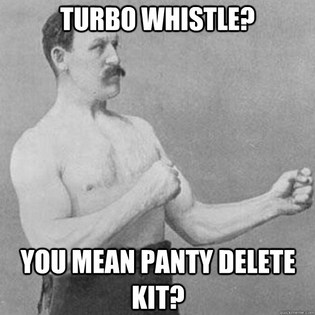 Turbo Whistle? YOU MEAn panty delete kit?   overly manly man