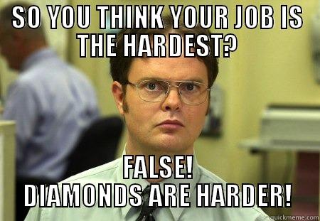 Work Hard - SO YOU THINK YOUR JOB IS THE HARDEST? FALSE! DIAMONDS ARE HARDER! Schrute