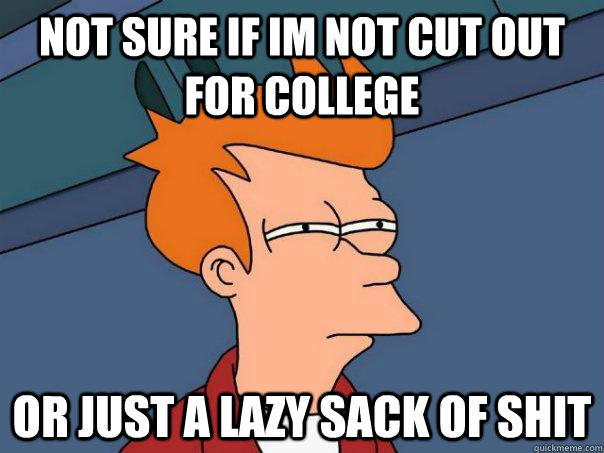 Not sure if im not cut out for college or just a lazy sack of shit - Not sure if im not cut out for college or just a lazy sack of shit  Futurama Fry