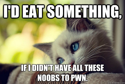 I'd eat something, If I didn't have ALl these 
noobs to pwn.  First World Problems Cat