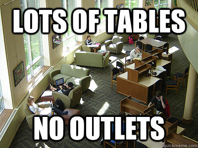 lots of tables no outlets  