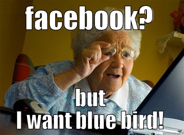 FACEBOOK? BUT I WANT BLUE BIRD! Grandma finds the Internet
