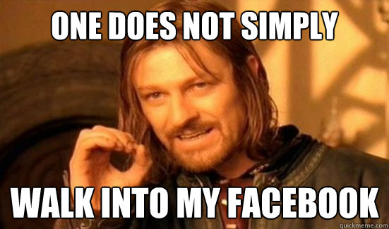 One Does Not Simply Walk into my facebook
  Boromir