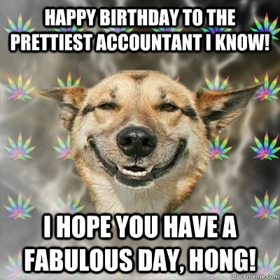 Happy birthday to the prettiest accountant i know! i hope you have a fabulous day, hong! - Happy birthday to the prettiest accountant i know! i hope you have a fabulous day, hong!  Stoner Dog
