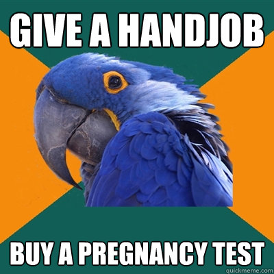 Give a handjob buy a pregnancy test  Paranoid Parrot