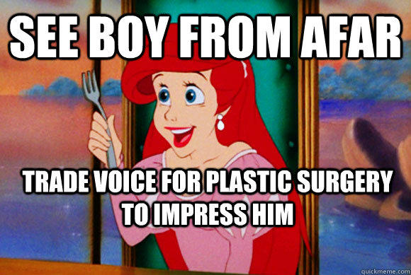 See boy from afar Trade voice for plastic surgery to impress him - See boy from afar Trade voice for plastic surgery to impress him  Disney Logic