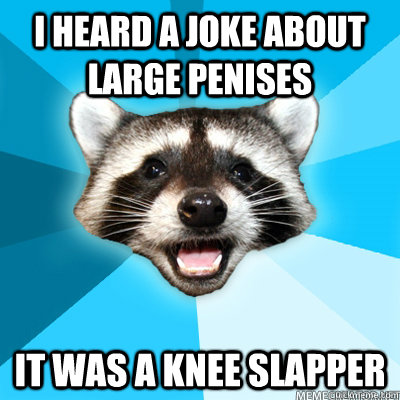 I heard a joke about large penises it was a knee slapper   Lame Pun Coon