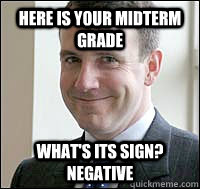 Here is your midterm grade what's its sign? negative - Here is your midterm grade what's its sign? negative  Misc