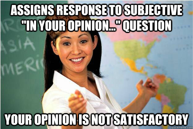 Assigns response to subjective 