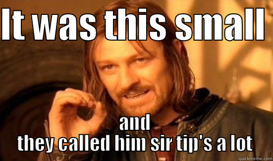 just the tip - IT WAS THIS SMALL  AND THEY CALLED HIM SIR TIP'S A LOT Boromir