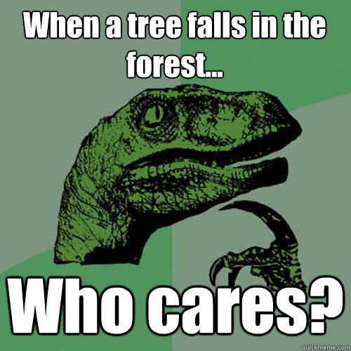 When a tree falls in the forest... Who cares?  Philosoraptor