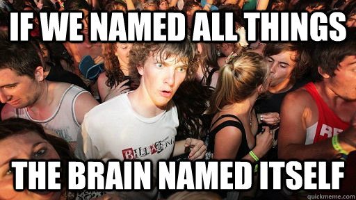IF we named all things the brain named itself  Sudden Clarity Clarence