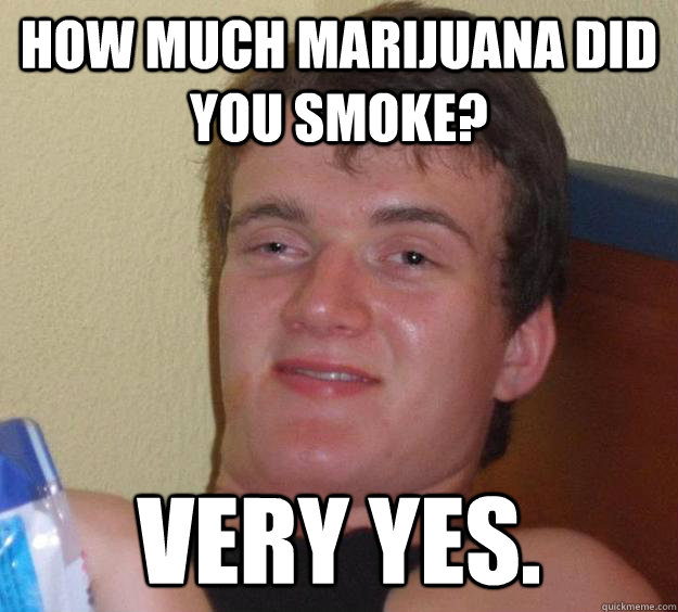 How much marijuana did you smoke? Very yes.  10 Guy