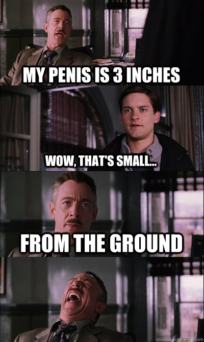 My penis is 3 inches Wow, that's small... From the ground    JJ Jameson