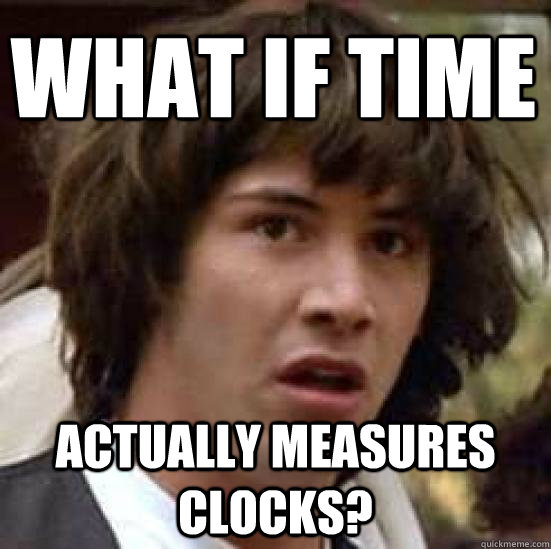 What if time actually measures clocks?  conspiracy keanu