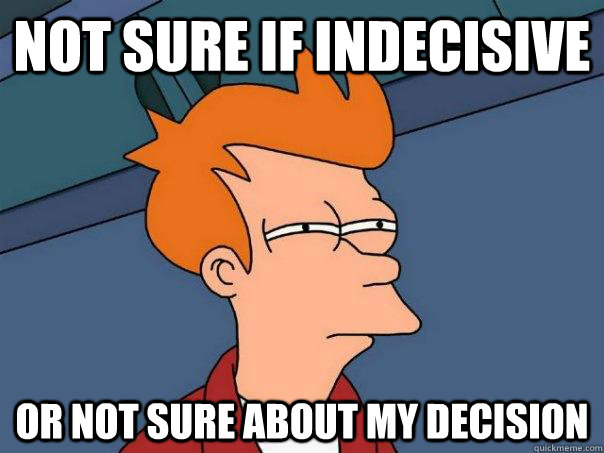 Not sure if indecisive Or not sure about my decision  Futurama Fry