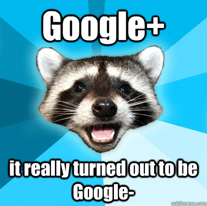 Google+ it really turned out to be Google-  Lame Pun Coon