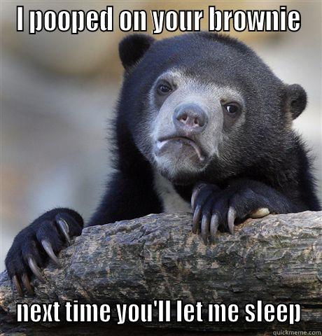 I POOPED ON YOUR BROWNIE NEXT TIME YOU'LL LET ME SLEEP Confession Bear