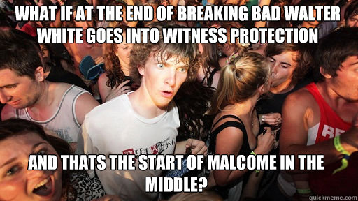 What if at the end of Breaking Bad Walter White goes into witness protection and thats the start of Malcome in the Middle?  Sudden Clarity Clarence