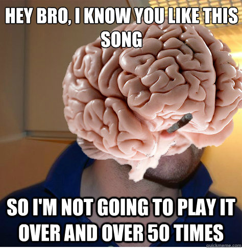 hey bro, i know you like this song so i'm not going to play it over and over 50 times  Good Guy Brain