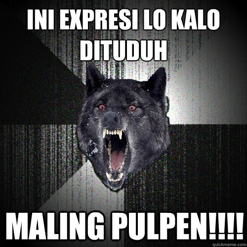 ini expresi lo kalo dituduh 
 maling pulpen!!!!  Insanity Wolf