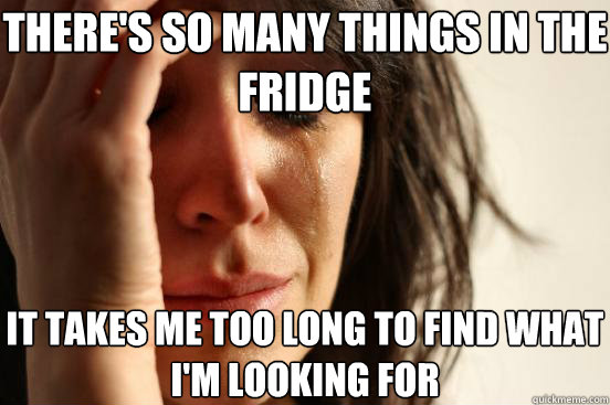 There's so many things in the fridge it takes me too long to find what i'm looking for  First World Problems