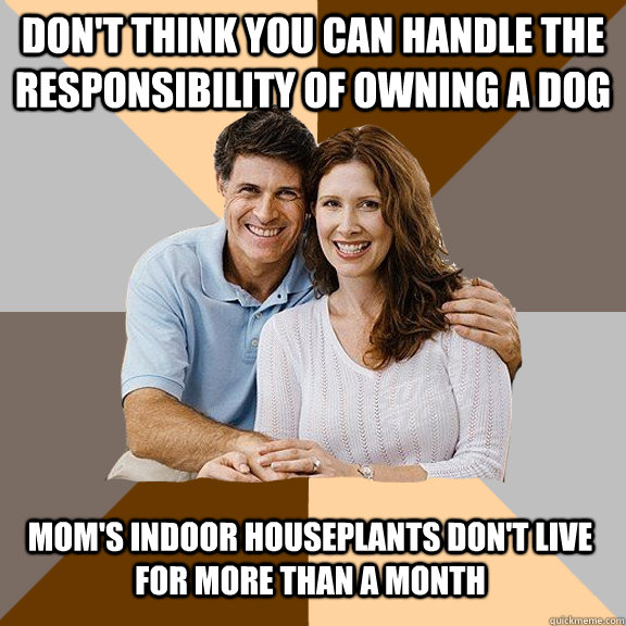 Don't think you can handle the responsibility of owning a dog Mom's indoor houseplants don't live for more than a month  Scumbag Parents