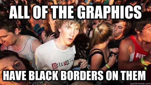all of the graphics have black borders on them  Sudden Clarity Clarence