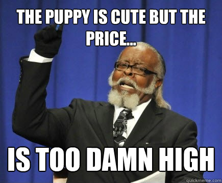 the puppy is cute but the price... is too damn high  Too Damn High