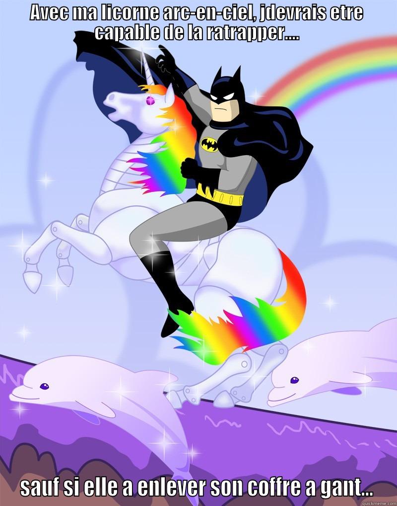 AVEC MA LICORNE ARC-EN-CIEL, JDEVRAIS ETRE CAPABLE DE LA RATRAPPER.... SAUF SI ELLE A ENLEVER SON COFFRE A GANT... Misc