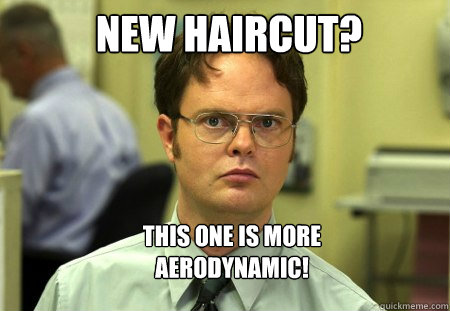 new haircut? This one is more aerodynamic!  Schrute
