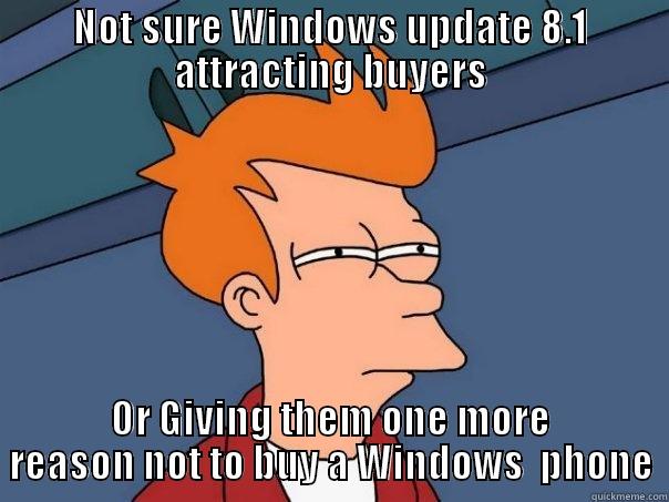 NOT SURE WINDOWS UPDATE 8.1 ATTRACTING BUYERS OR GIVING THEM ONE MORE REASON NOT TO BUY A WINDOWS  PHONE Futurama Fry