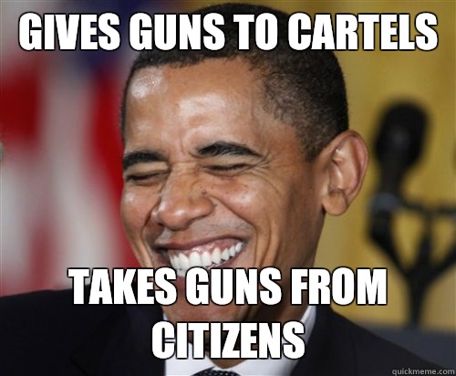 GIVES GUNS TO CARTELS TAKES GUNS FROM CITIZENS  Scumbag Obama