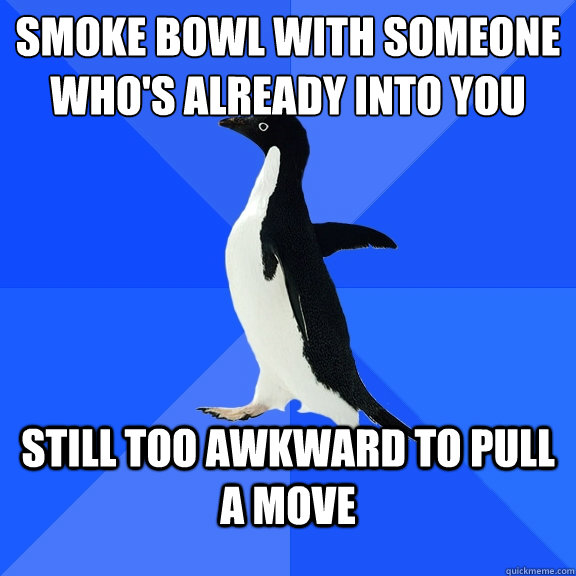 smoke bowl with someone who's already into you still too awkward to pull a move  Socially Awkward Penguin