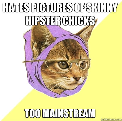 hates pictures of skinny hipster chicks too mainstream  Hipster Kitty
