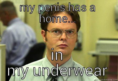 my penis has a home - MY PENIS HAS A HOME... IN MY UNDERWEAR Schrute