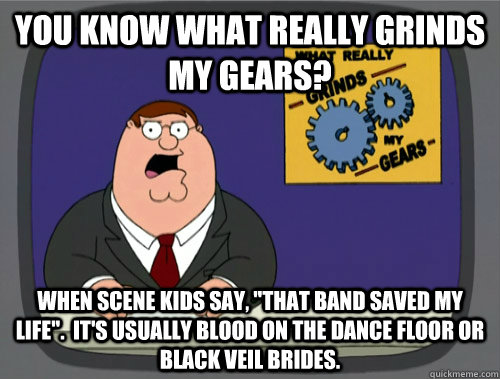 you know what really grinds my gears? When scene kids say, 
