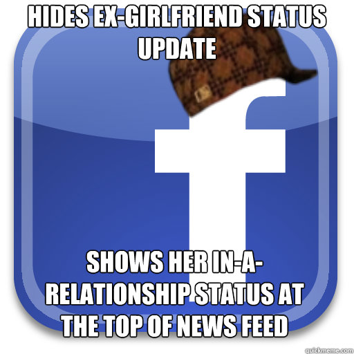 Hides exgirlfriend status update shows her inarelationship status at