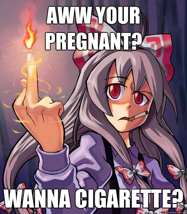 aww your pregnant? wanna cigarette?  - aww your pregnant? wanna cigarette?   Scumbag touhou