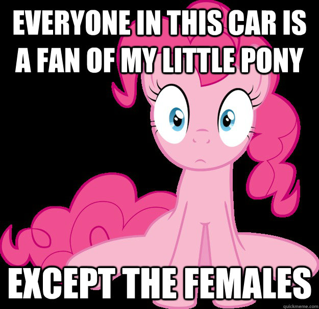 Everyone in this car is a fan of my little pony except the females  