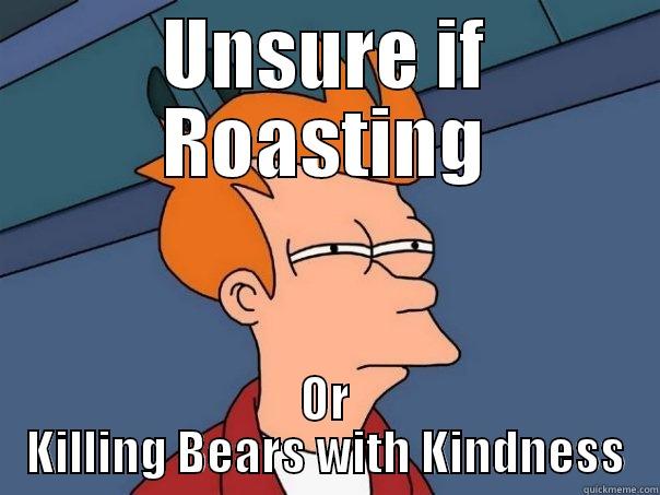 UNSURE IF ROASTING OR KILLING BEARS WITH KINDNESS Futurama Fry