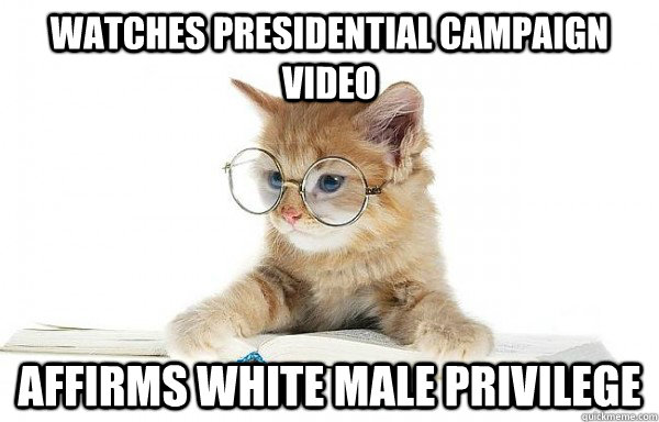 watches presidential campaign video affirms white male privilege  Cultural Studies Cat