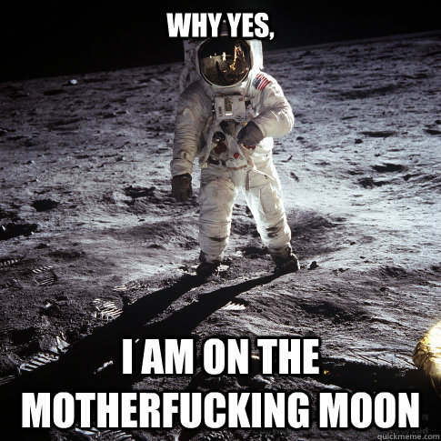 Why yes, I AM on the motherfucking moon  Buzz Aldrin
