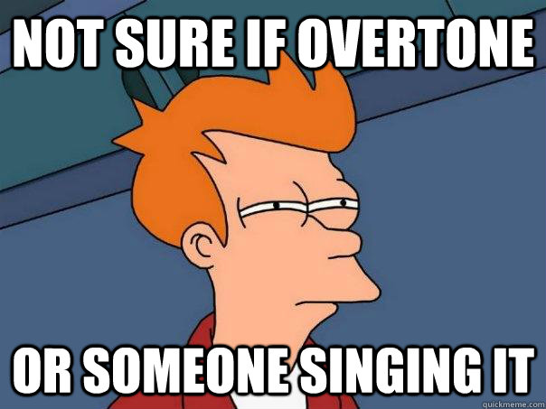 Not sure if overtone Or someone singing it  Futurama Fry
