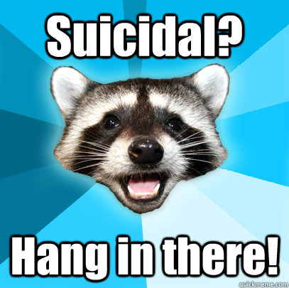 Suicidal? Hang in there!  Lame Pun Coon