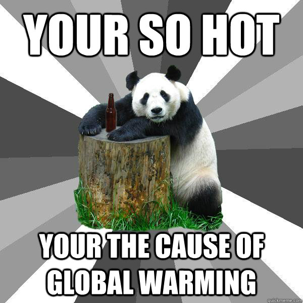 your so hot your the cause of global warming  Pickup-Line Panda