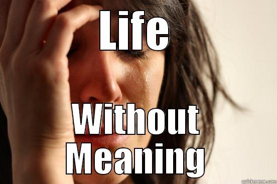 LIFE WITHOUT MEANING First World Problems